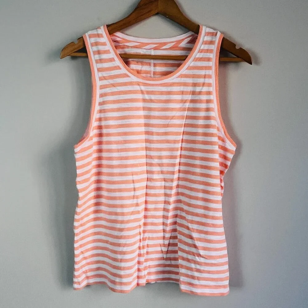 2/$30 J. Crew Peach Striped Girlfriend Tank Medium